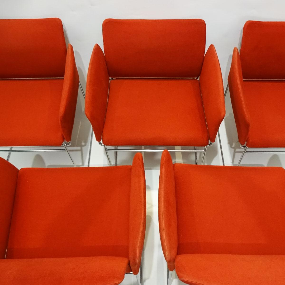 Set of 5 Vintage Burnt Orange and Chrome Dining Chairs by Kazuhide Takahama In Good Condition In Highclere, Newbury