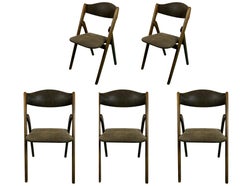 Retro A Set of 5  Walnut Folding Chairs by Coronet Norquist