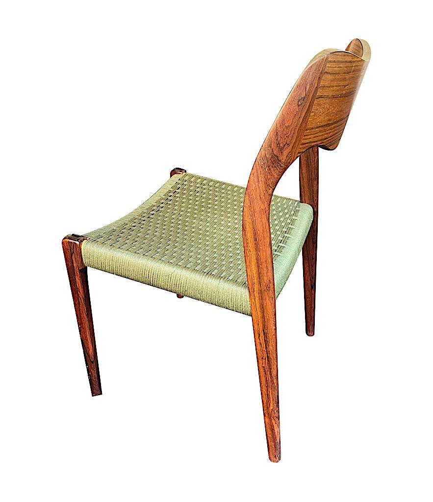 Set of 6 1950s Orignal Niels Moller, Model 71 Chairs in rare Rosewood  3