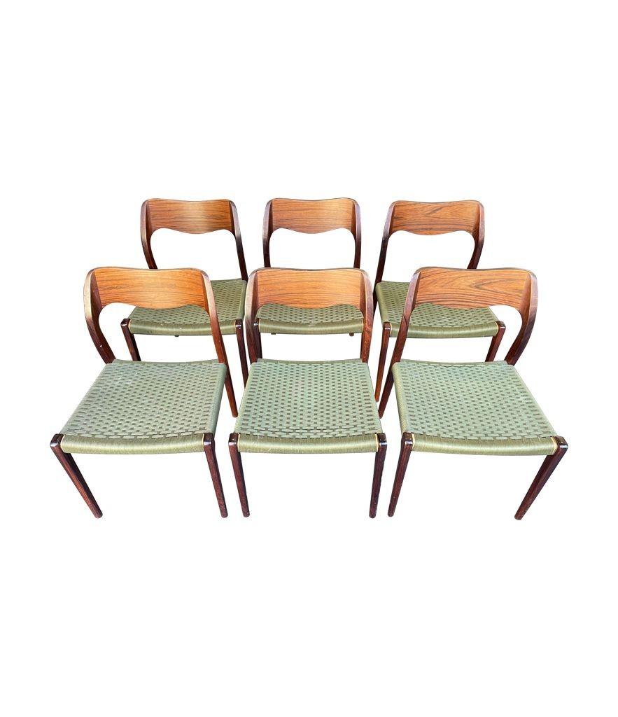 Set of 6 1950s Orignal Niels Moller, Model 71 Chairs in rare Rosewood  5