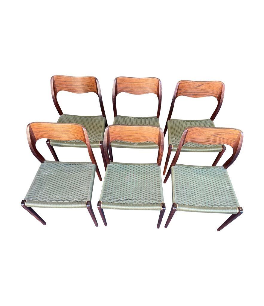 Set of 6 1950s Orignal Niels Moller, Model 71 Chairs in rare Rosewood  6