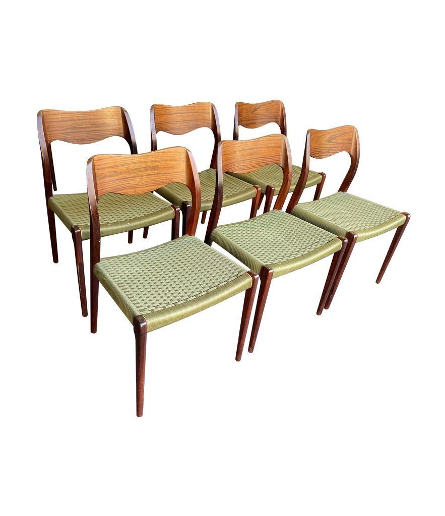 Set of 6 1950s Orignal Niels Moller, Model 71 Chairs in rare Rosewood  7