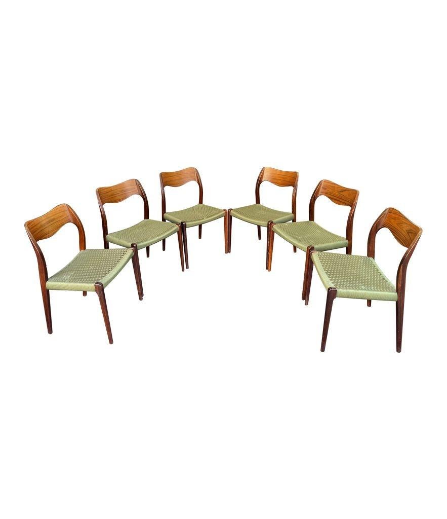 Set of 6 1950s Orignal Niels Moller, Model 71 Chairs in rare Rosewood  8