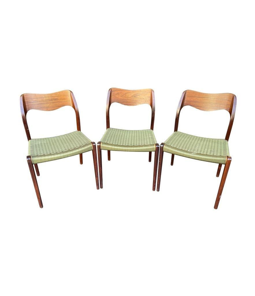 Set of 6 1950s Orignal Niels Moller, Model 71 Chairs in rare Rosewood  10