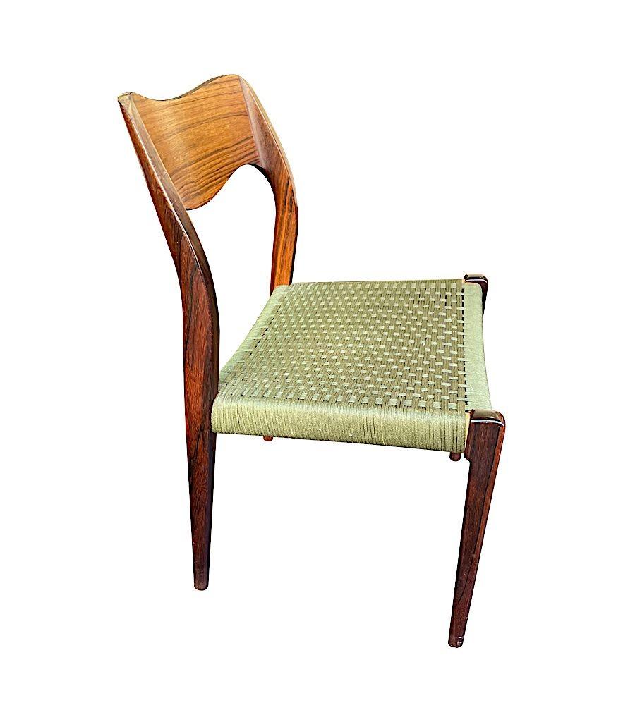 Set of 6 1950s Orignal Niels Moller, Model 71 Chairs in rare Rosewood  1