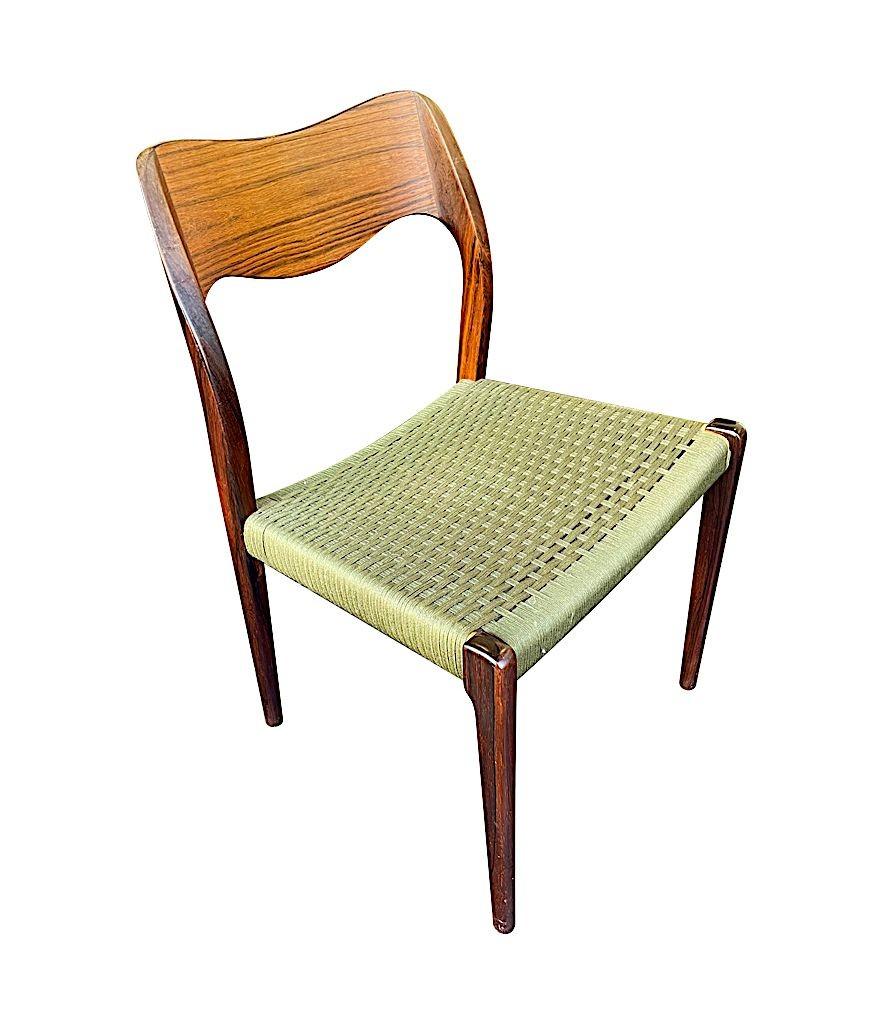 Set of 6 1950s Orignal Niels Moller, Model 71 Chairs in rare Rosewood  2