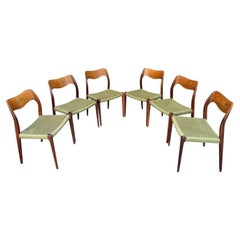 Set of 6 1950s Orignal Niels Moller, Model 71 Chairs in rare Rosewood 