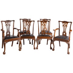 Set of  6 (4+2) Early 20th Century Dining Chairs of Chippendale Design
