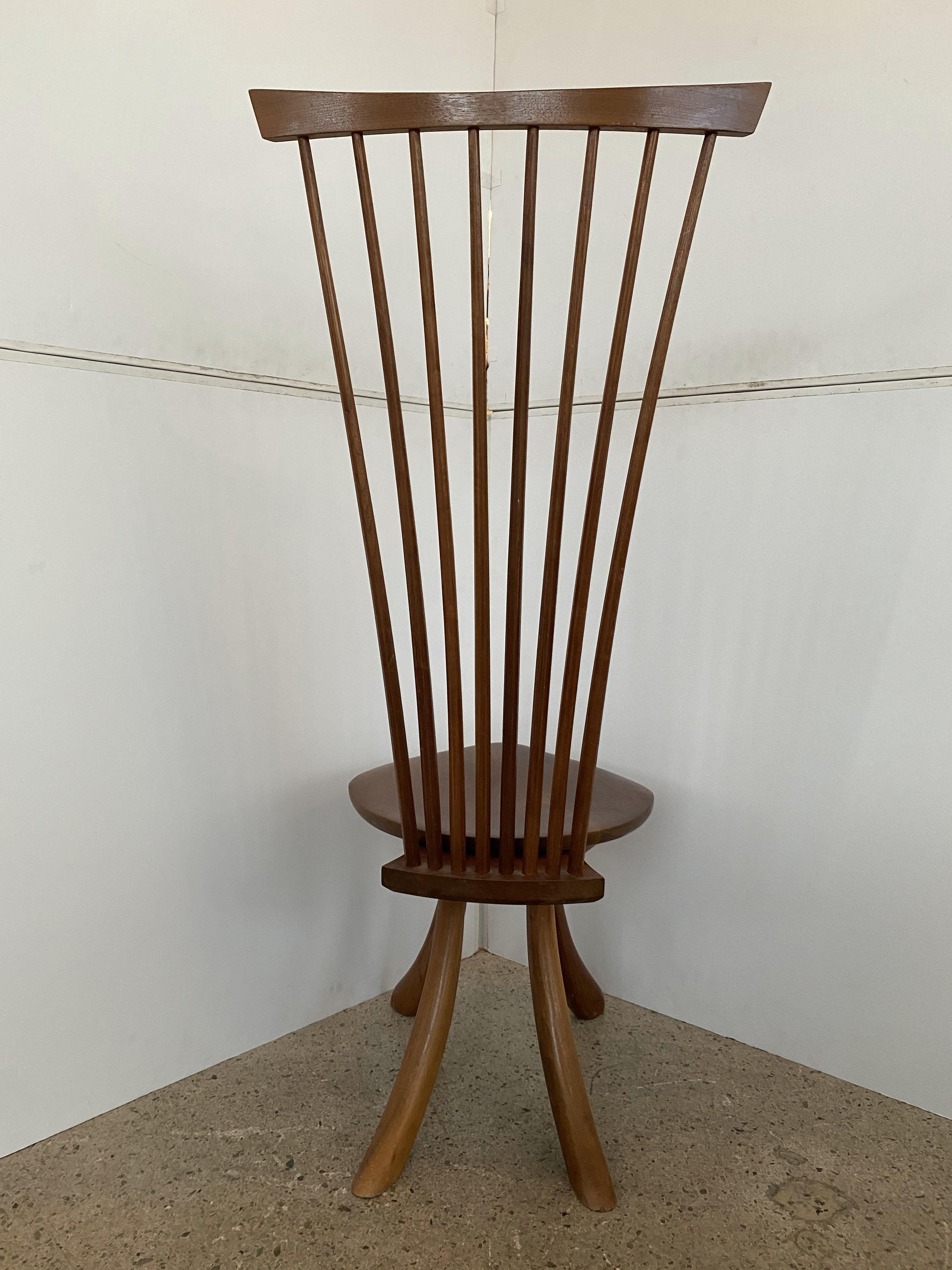 Set of 6 American Modern Walnut High Back Dining Chairs, Jeffrey Greene In Good Condition For Sale In Hollywood, FL
