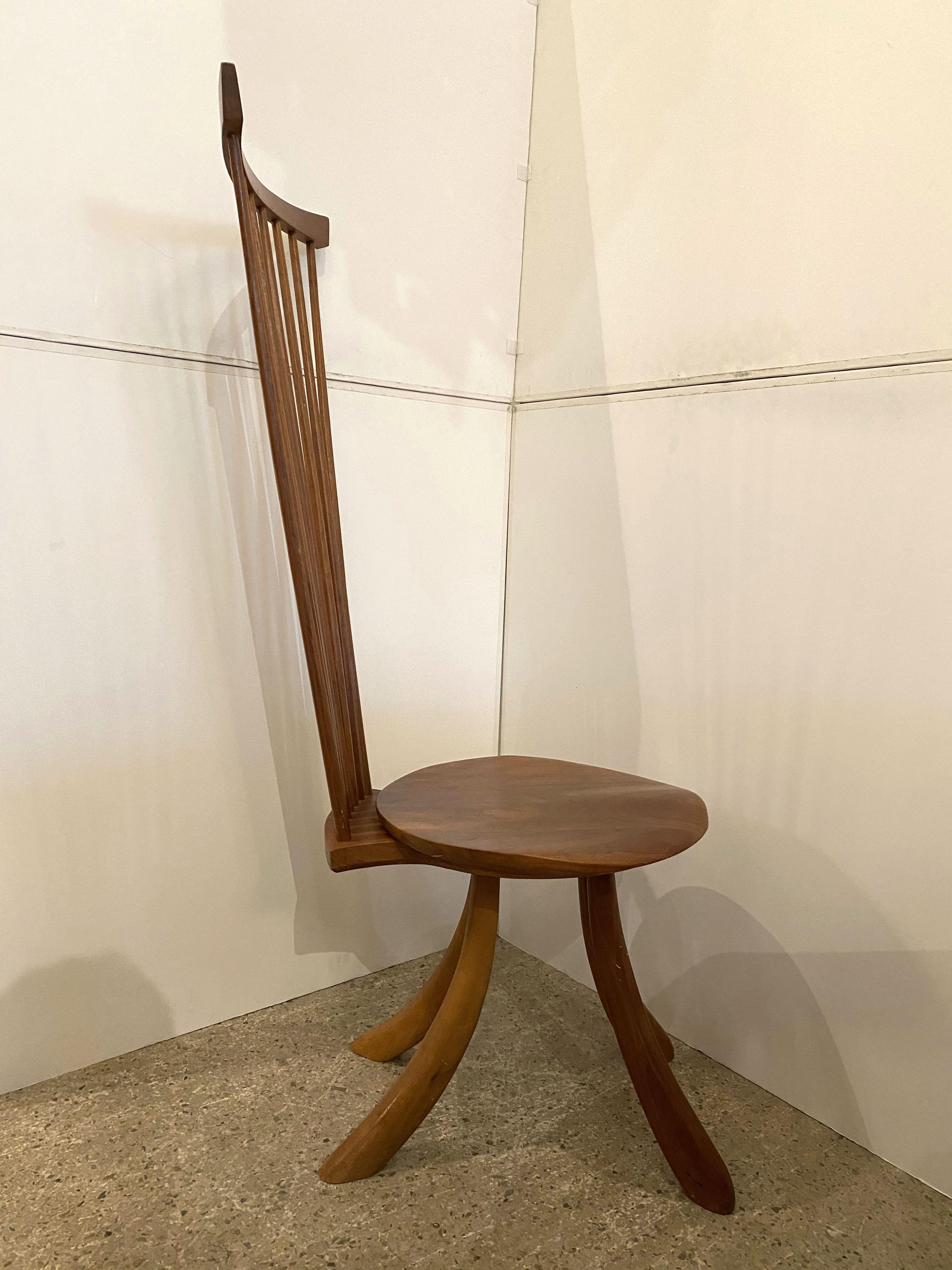 Set of 6 American Modern Walnut High Back Dining Chairs, Jeffrey Greene For Sale 1