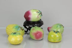 Set of 6 Antique Qing Dynasty Ceramic/Porcelain Altar or Table Fruit