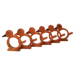 Set of 6 Art Deco Bakelite Napkin Rings Shaped as Stylised Birds