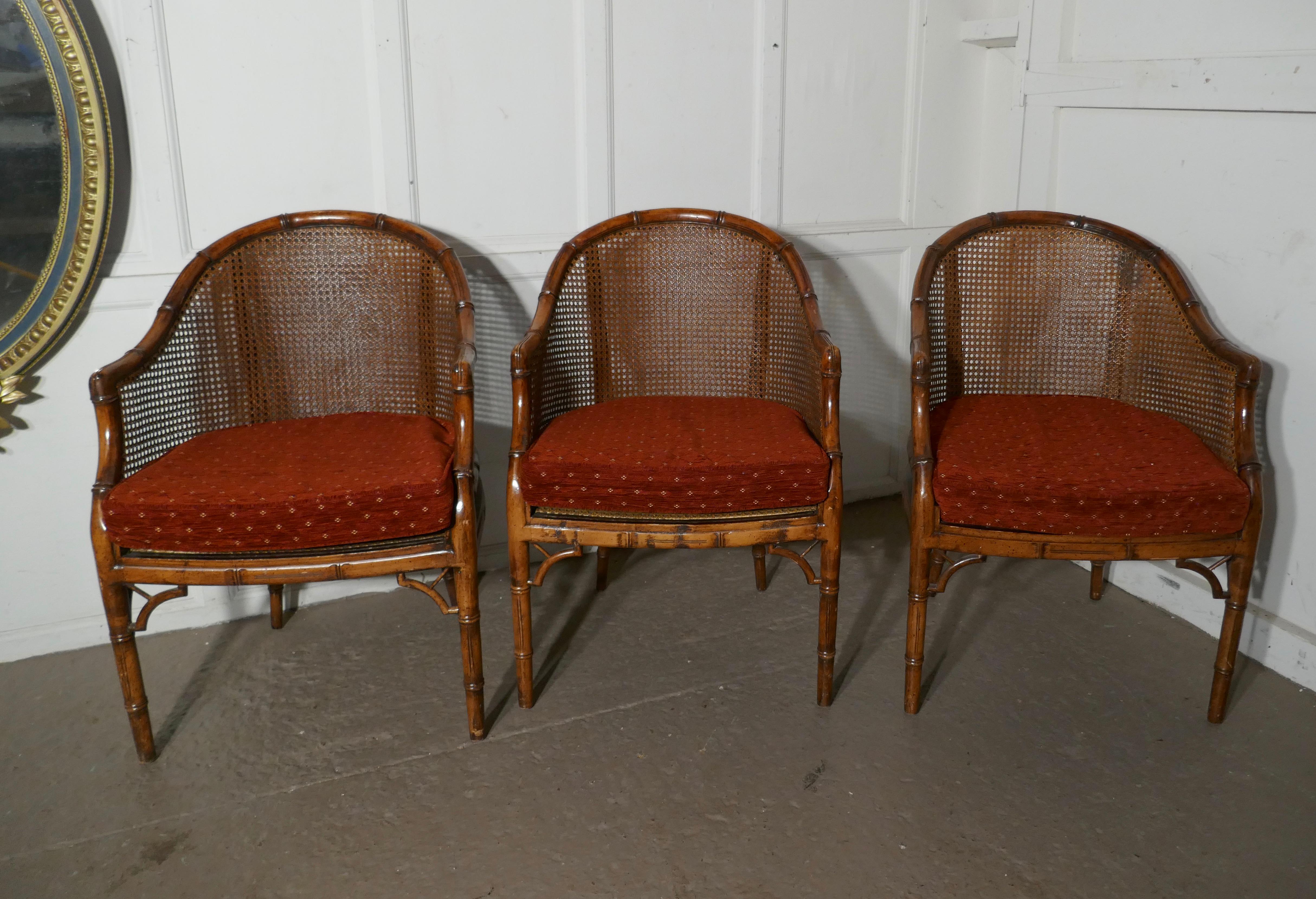 19th Century Set of 6 Art Deco Golden Simulated Bamboo Dining Chairs