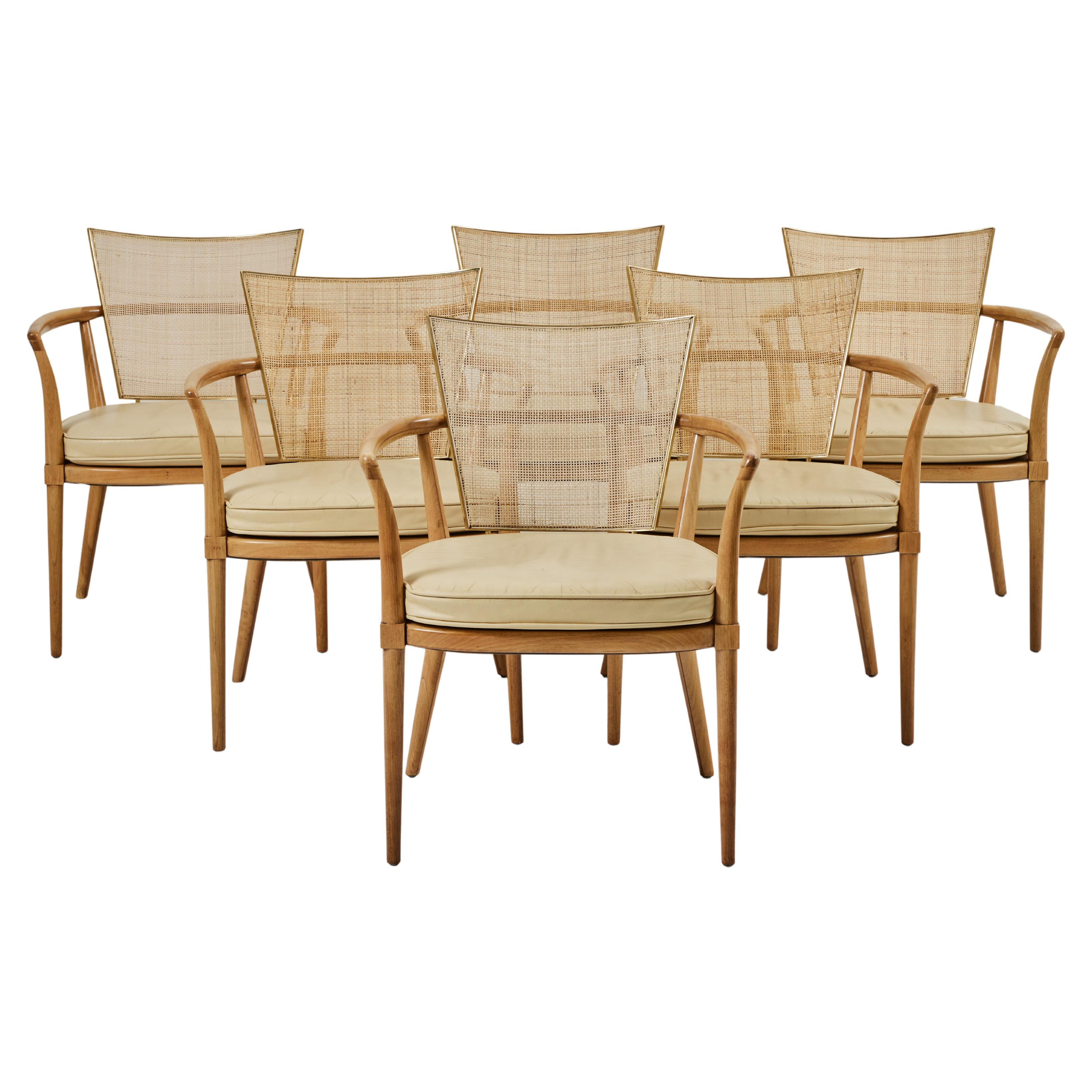 Set of 6 Bleached Walnut Dining Chairs by Bert England for Johnson Furniture