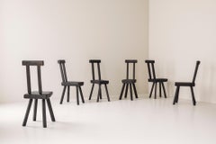 Set di 6 sedie da pranzo brutaliste di Mobichalet, Belgio, anni '50.