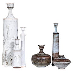 A Set of 6 Ceramic Bottles by Roger Collet Vallauris France 1970's