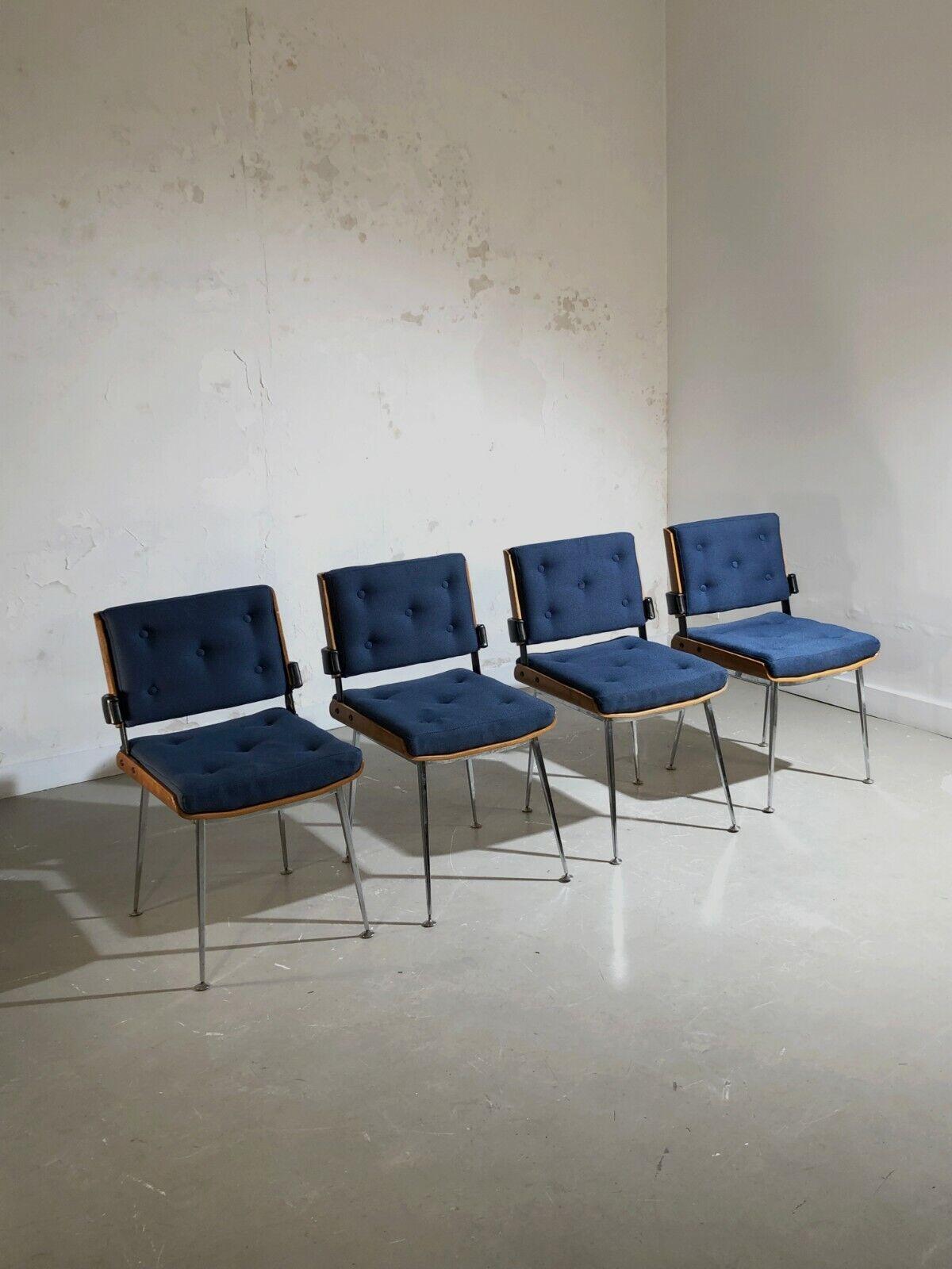 Mid-Century Modern A Set of 6 MID-CENTURY-MODERN SPACE-AGE Chairs by ALAIN RICHARD, France, 1950 For Sale