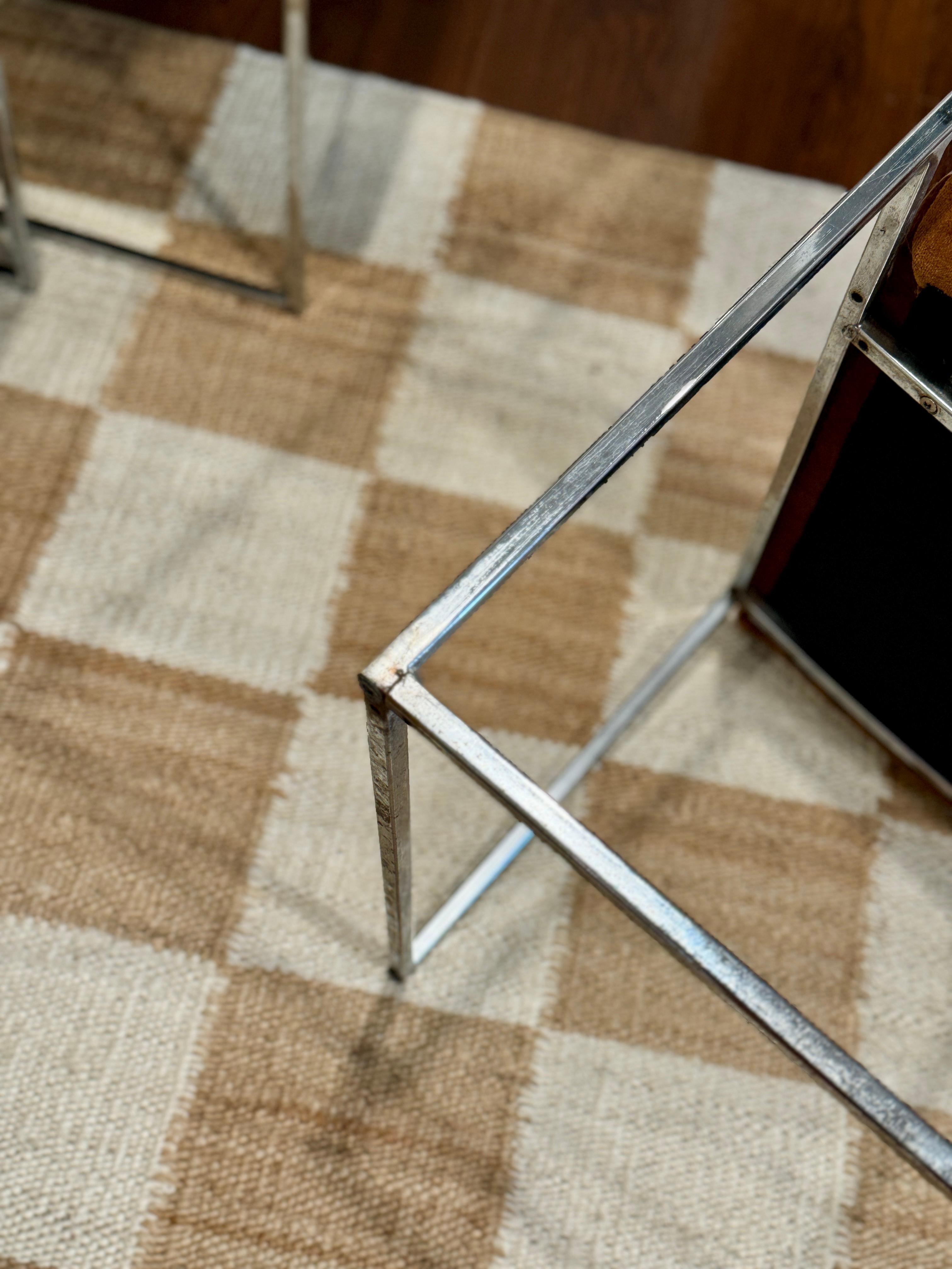A set of 6 chrome and velvet “Thin Line” dining chairs designed by Milo Baughman 5