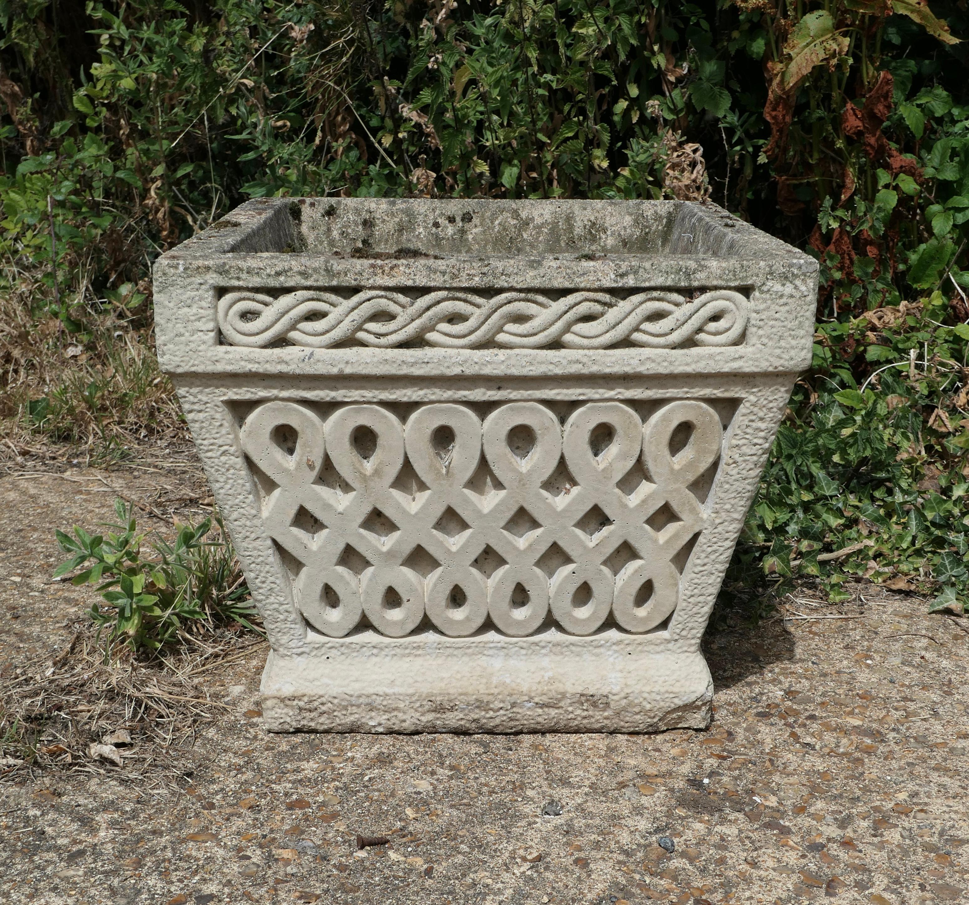 Arts and Crafts Set of 6 Classical Basket Weave Garden Planters For Sale