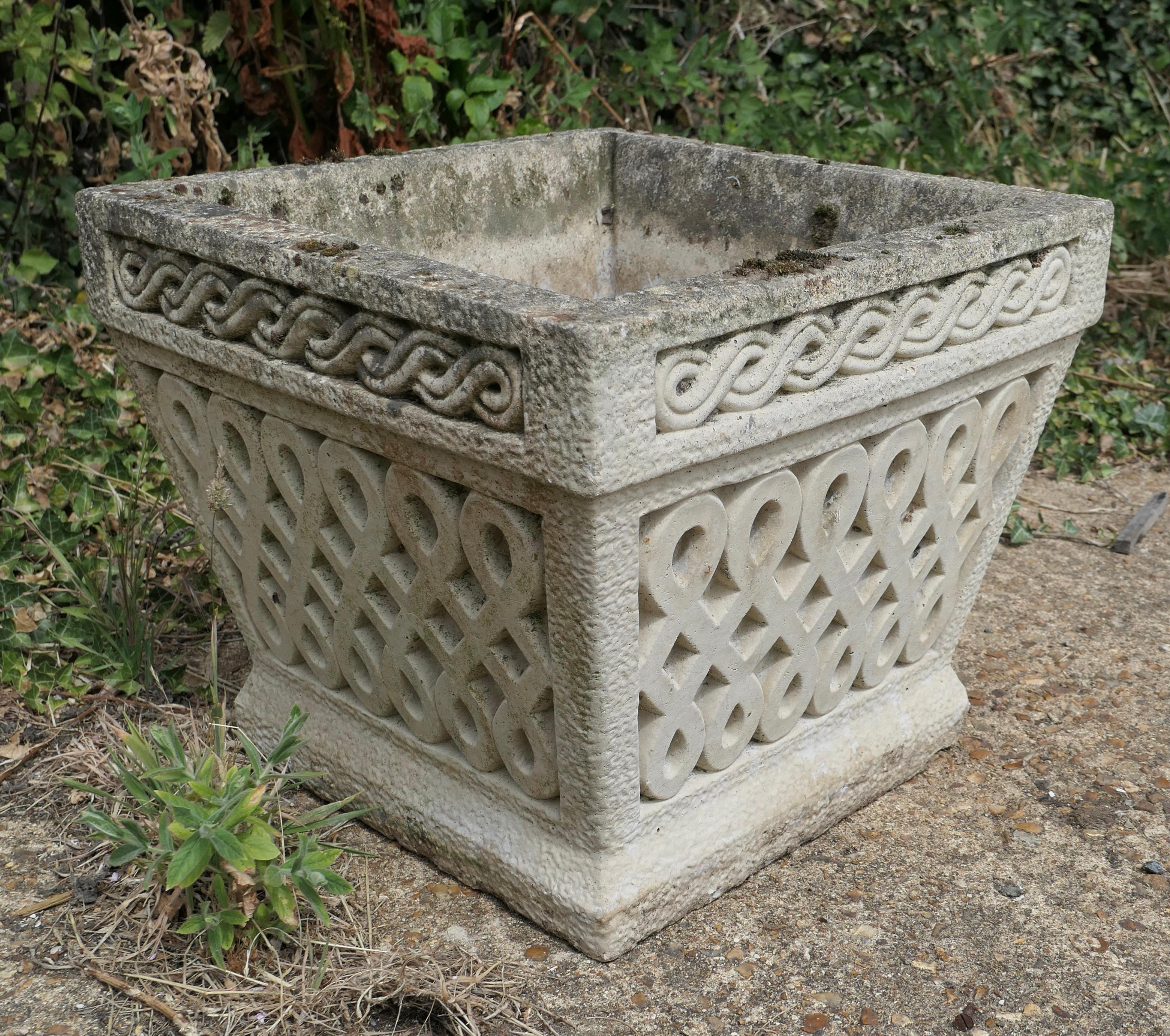 Mid-20th Century Set of 6 Classical Basket Weave Garden Planters For Sale