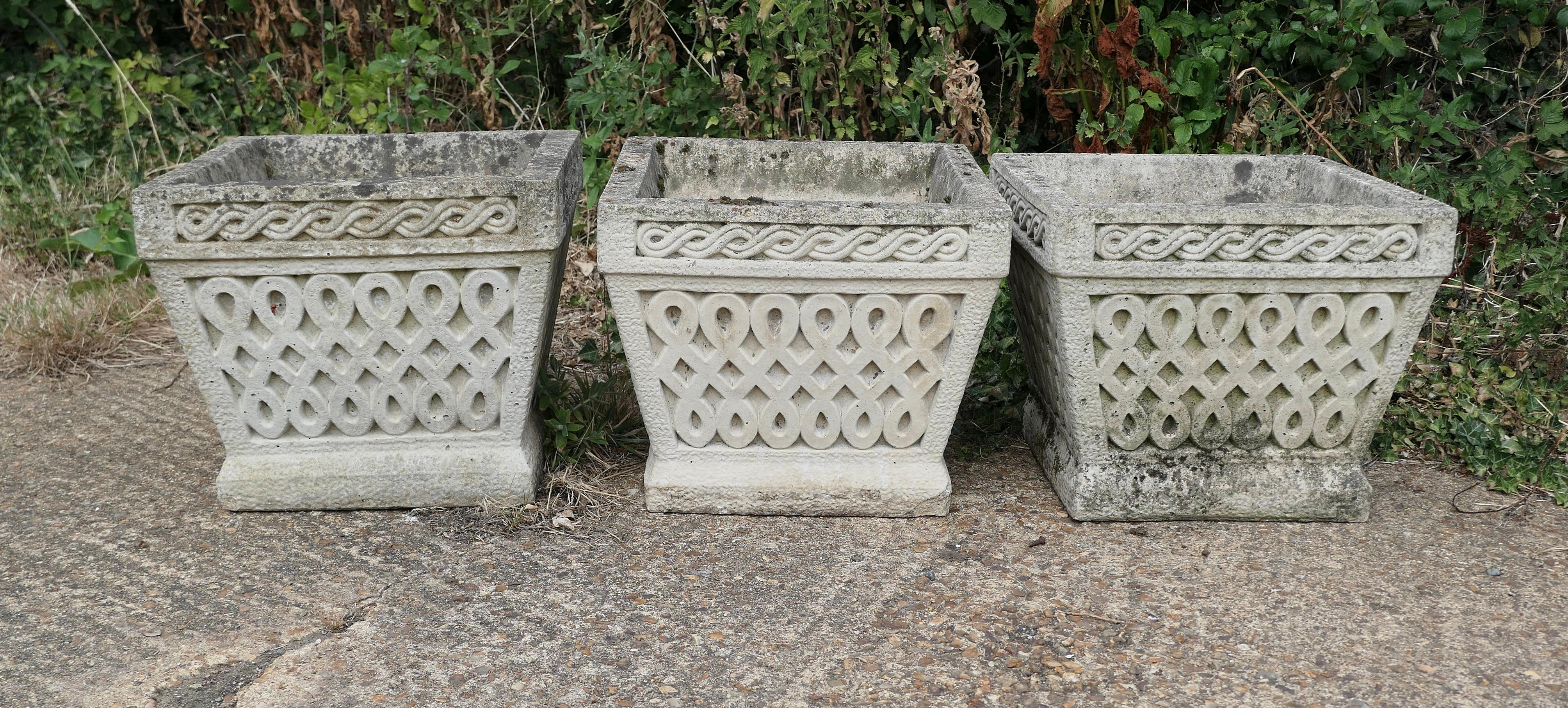 Set of 6 Classical Basket Weave Garden Planters For Sale 1