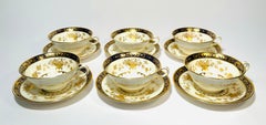 Ein Satz von 6 Tassen 6 Untertassen Minton Dynasty Cobalt Blue & Raised Gold. 12 Pieces