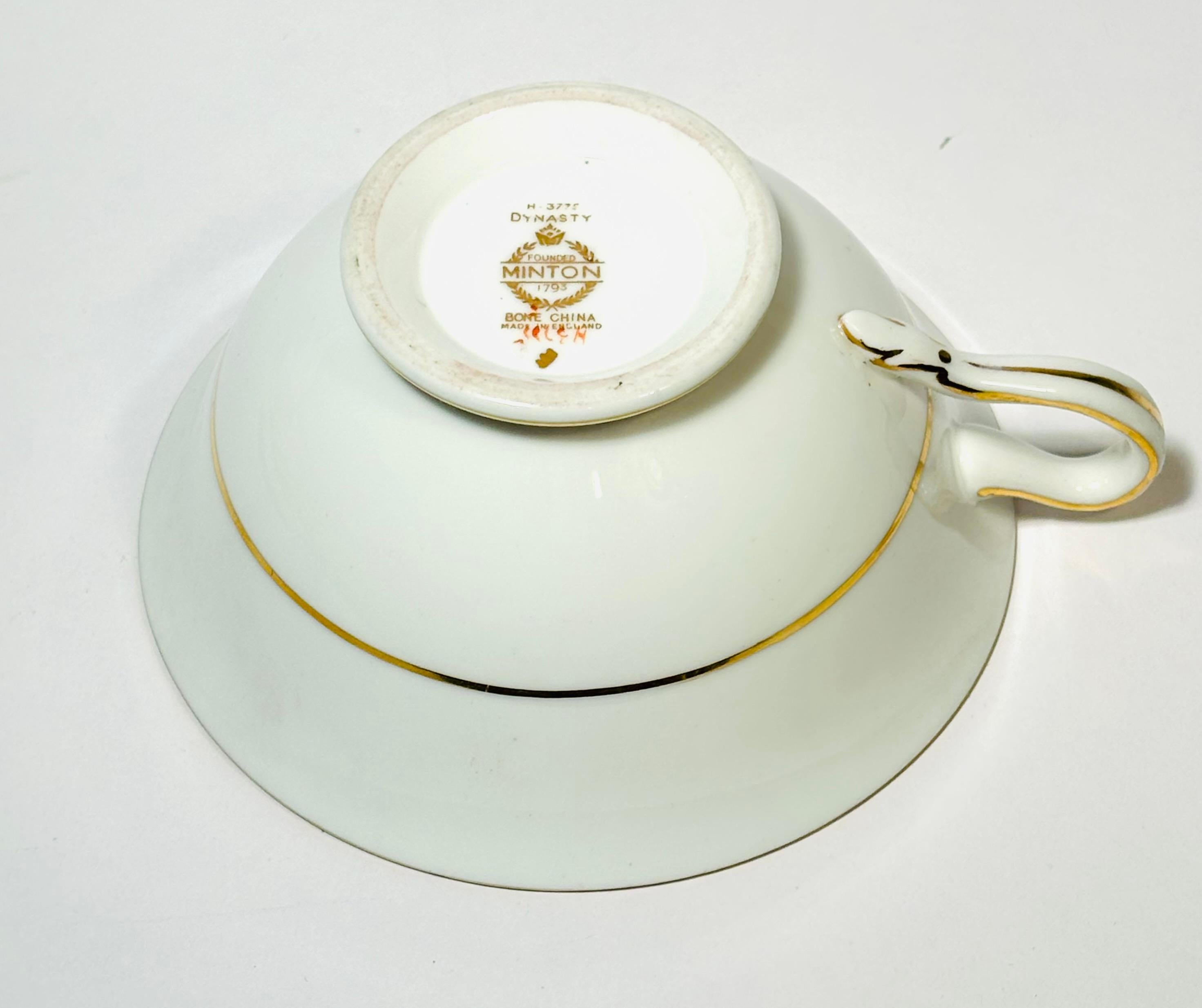 A Set of 6 Cups 6 Saucers Minton Dynasty Cobalt Blue & Raised Gold. 12 Pieces 1