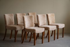 A set of 6 Dining Chairs in Oak and Lambswool, Danish Modern, Kaj Gottlob, 1950s