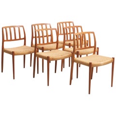 Set of 6 Dinning Chairs in Papercord, Niels O. Møller - Model 83