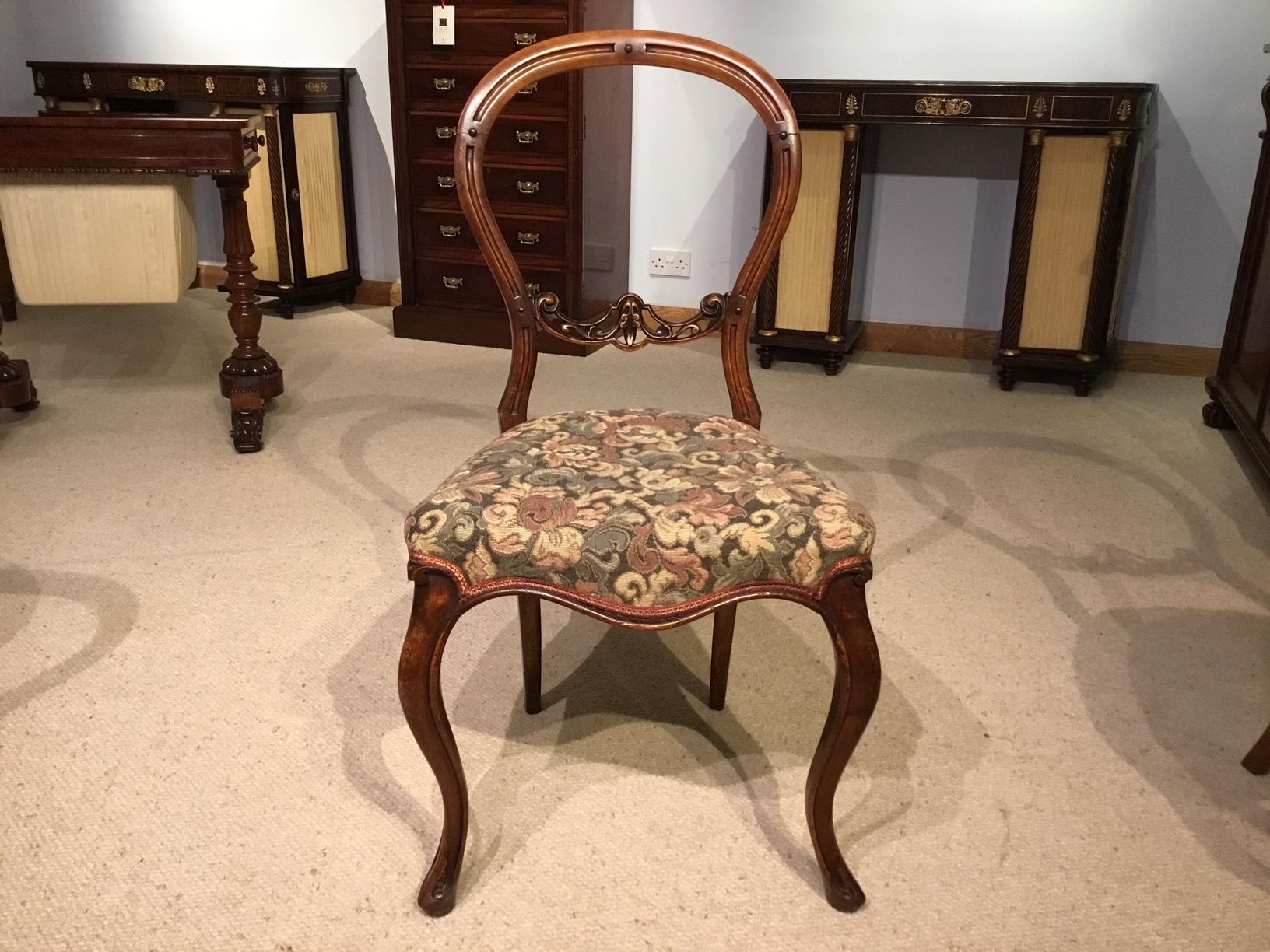 Set of 6 English Victorian Walnut Dining Chairs For Sale 2
