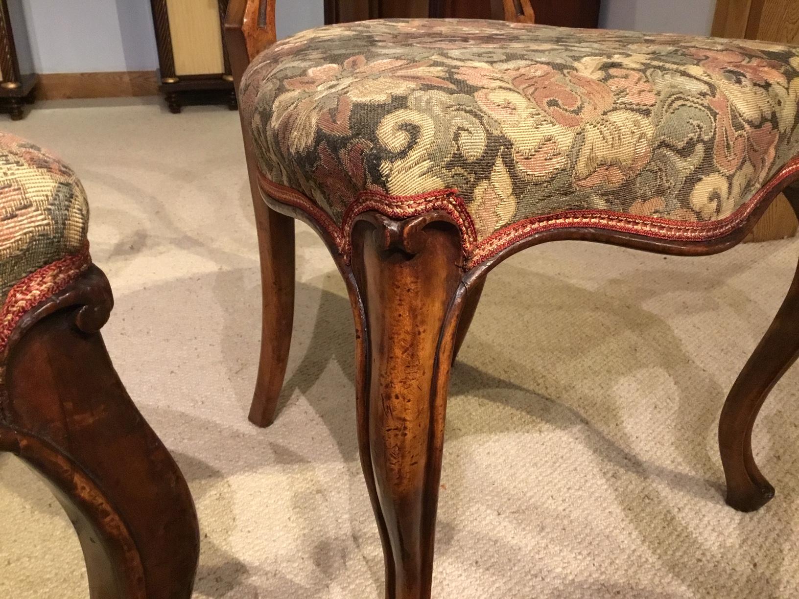 Set of 6 English Victorian Walnut Dining Chairs For Sale 5