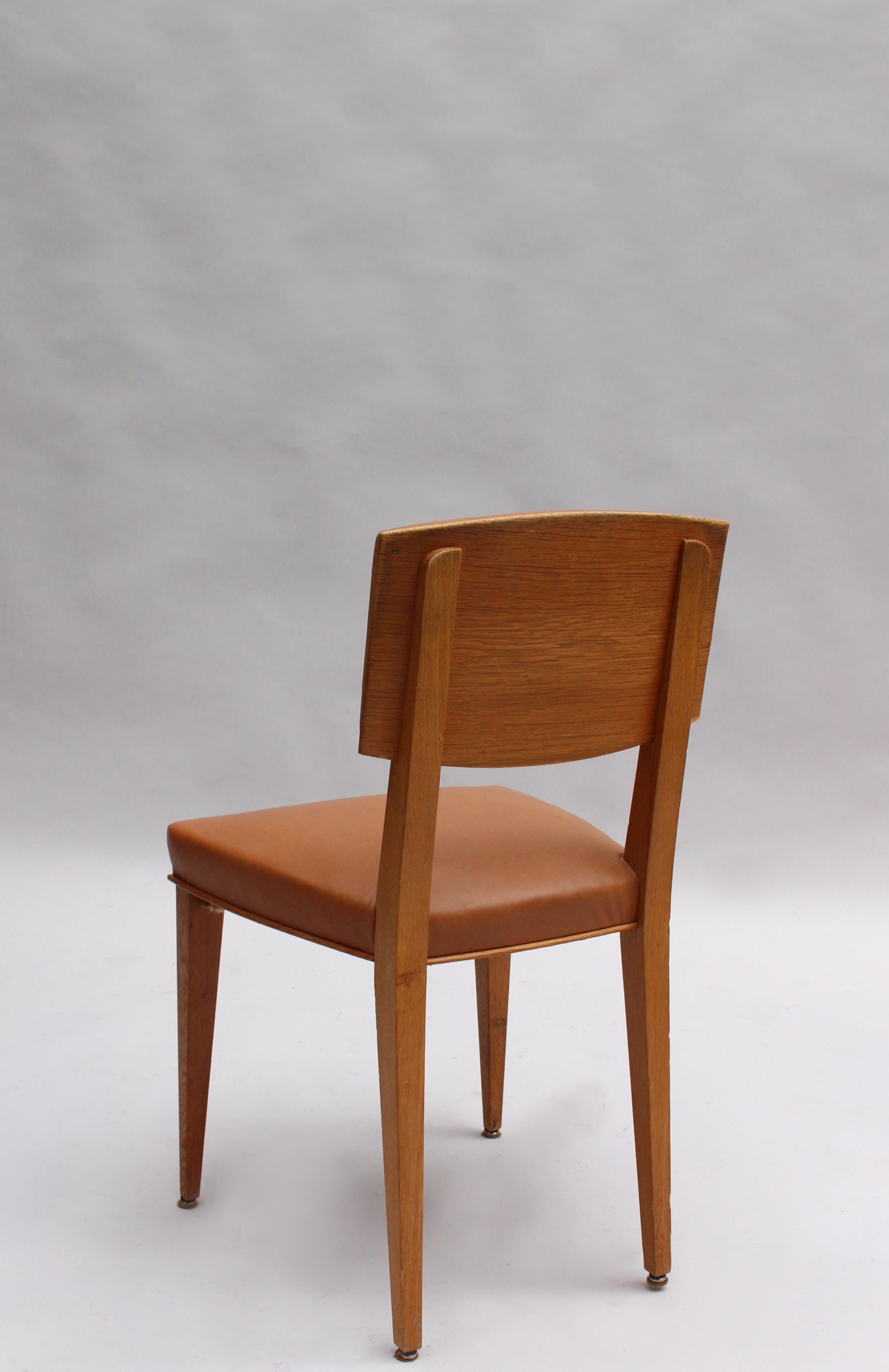 Set of 6 Fine French 1950s Oak Chairs 2