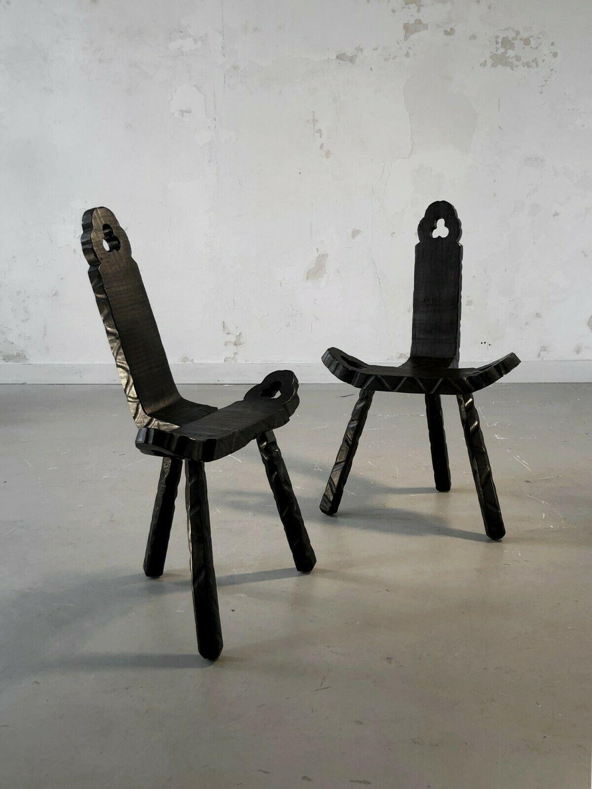 Satz von 6 handgefertigten BRUTALIST-Stühlen RUSTIC MID-CENTURY-MODERN, Frankreich 1960 im Zustand „Gut“ im Angebot in PARIS, FR