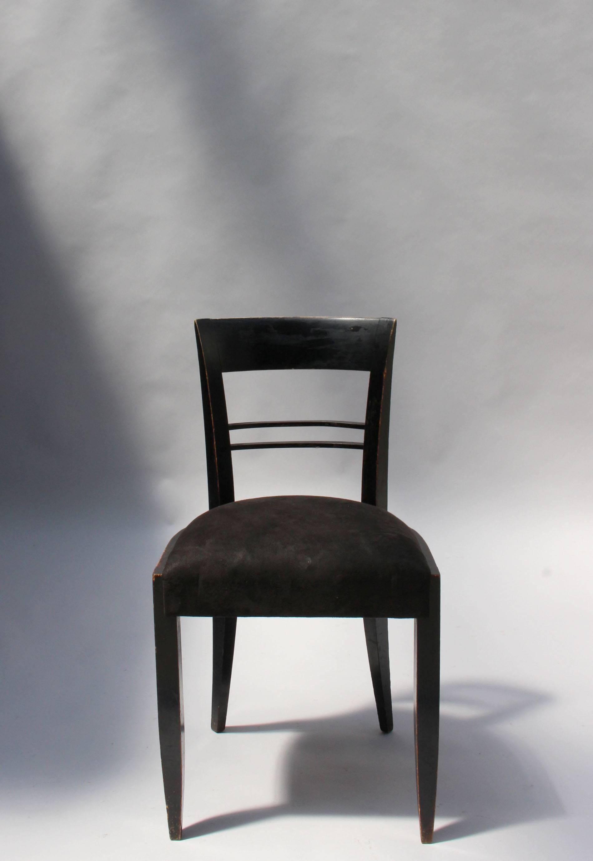 Mid-20th Century Set of Six French Art Deco Blackened Dining Chairs