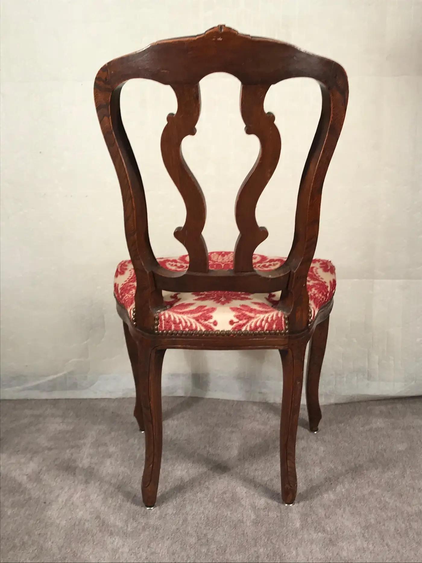 Oak A set of 6 French Baroque Chairs, 18th century For Sale