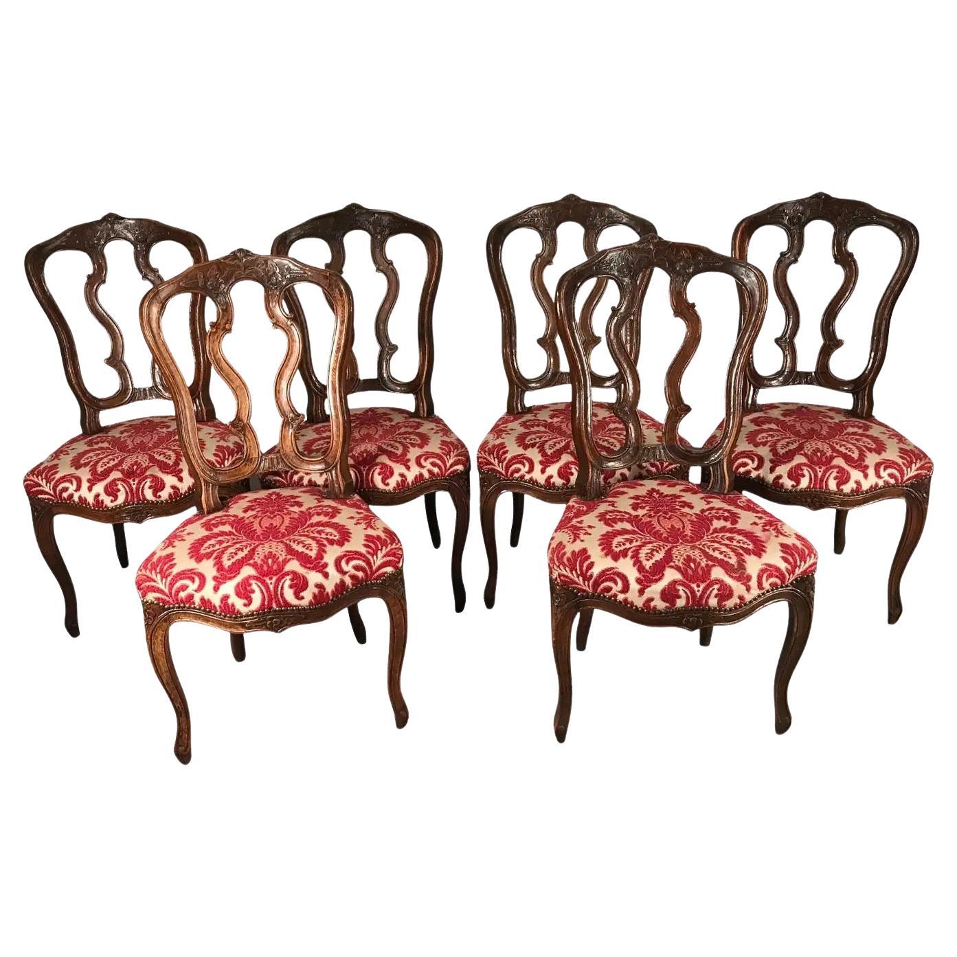 A set of 6 French Baroque Chairs, 18th century