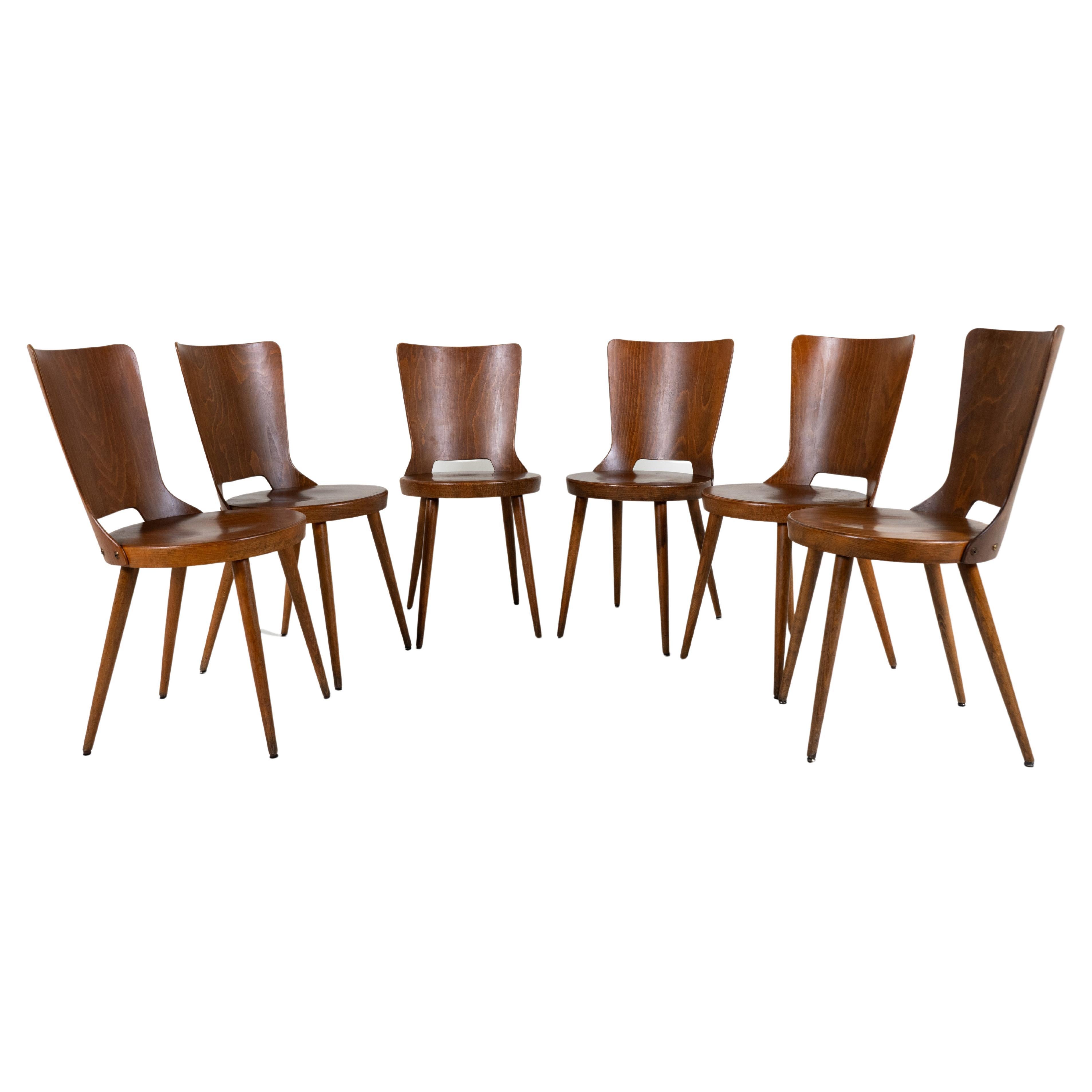 A Set of 6 French Bistro Chairs, c.1970 For Sale