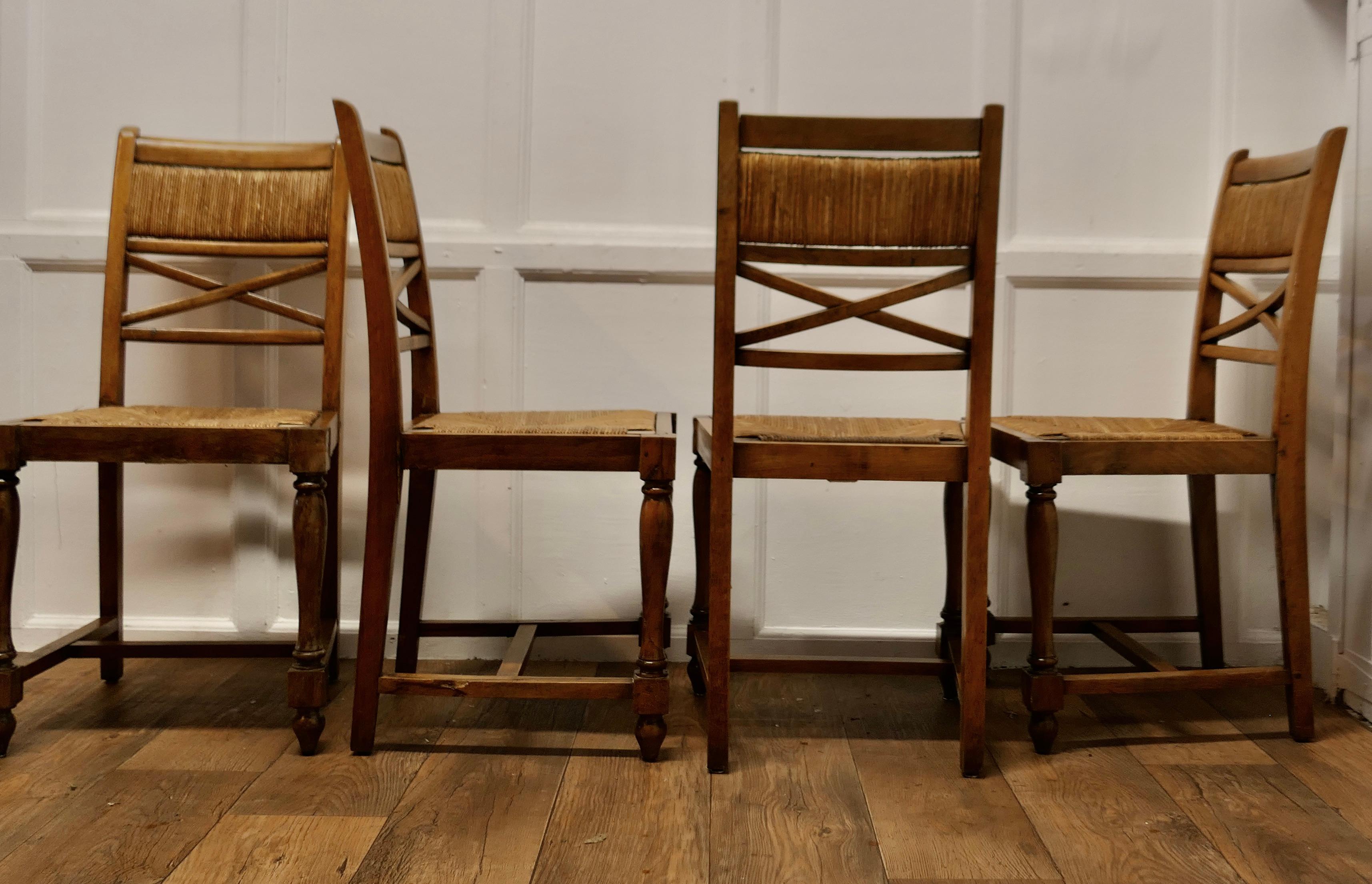 A Set of 6 French Golden Oak Country Dining Chairs     For Sale 1