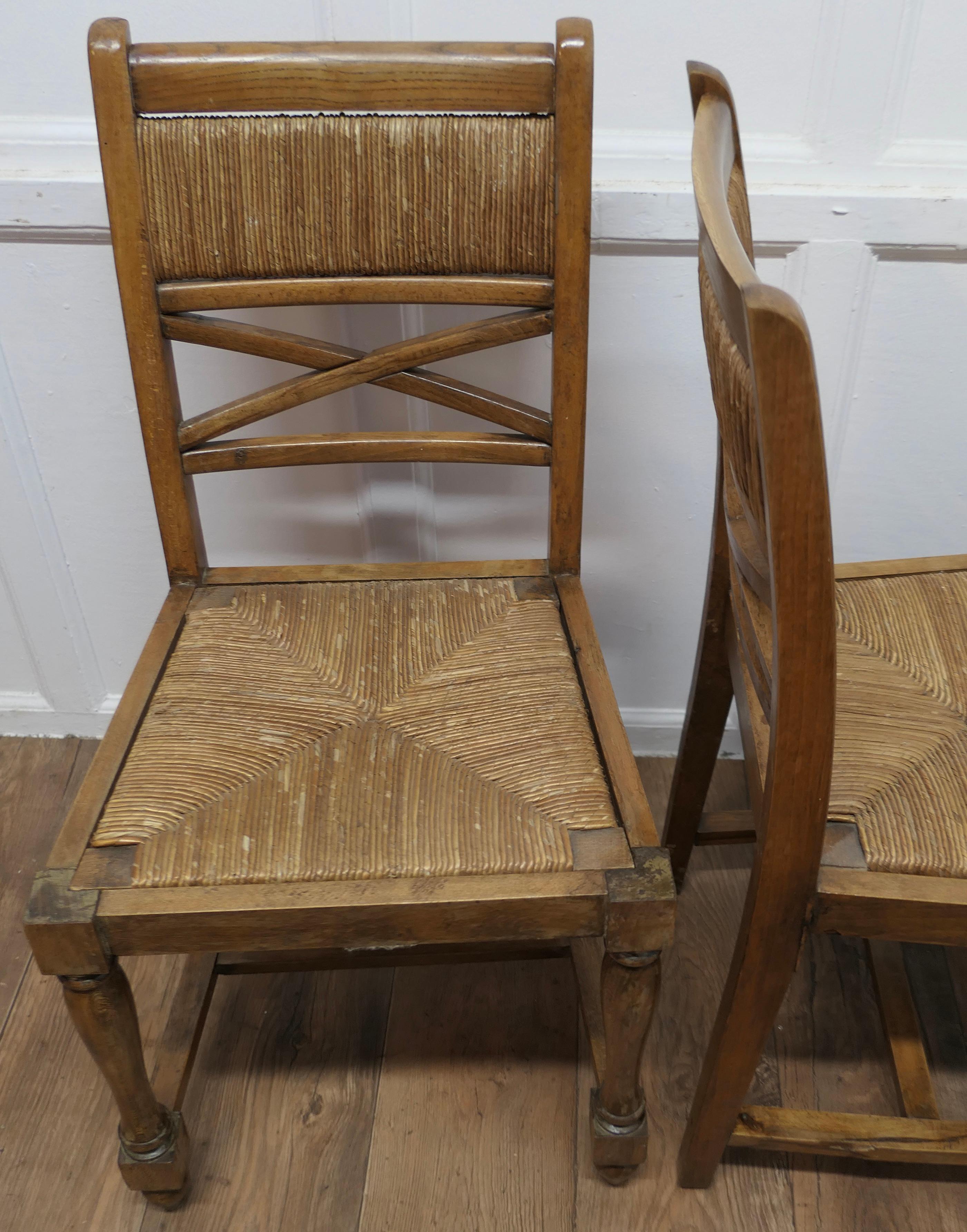 A Set of 6 French Golden Oak Country Dining Chairs     For Sale 2