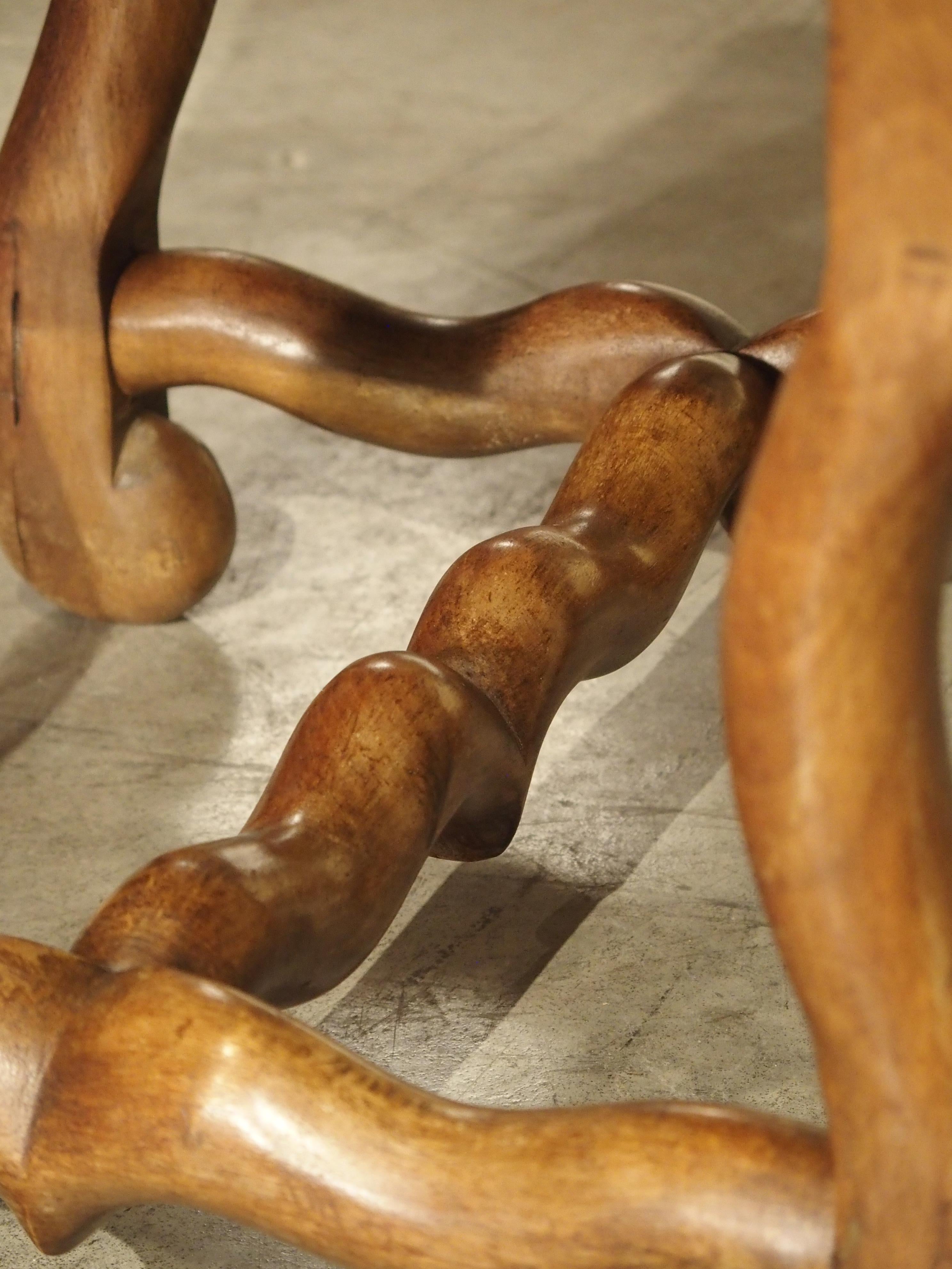 Ensemble de 6 chaises d'appoint françaises en hêtre sculpté et en os de mouton 8