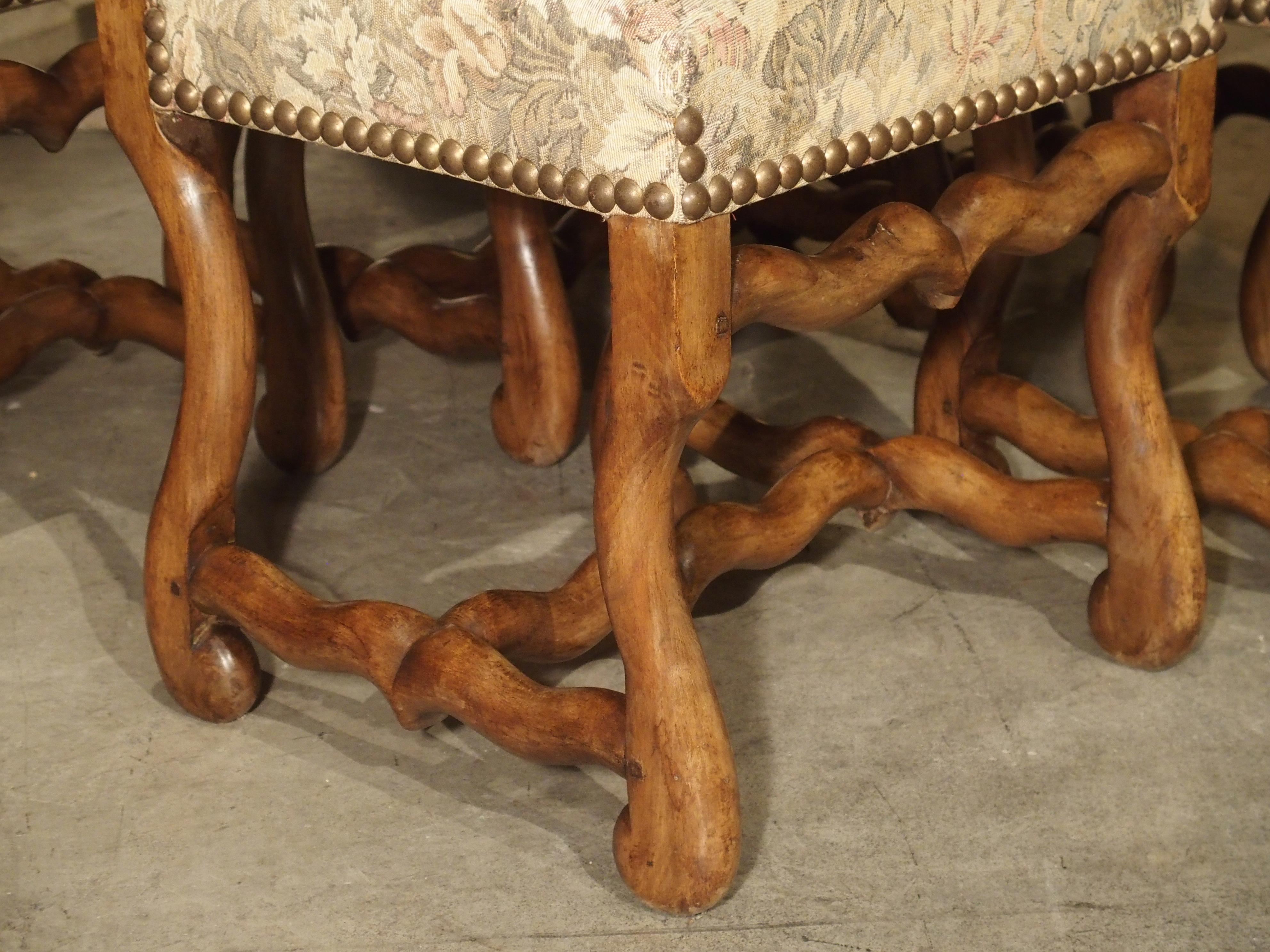 20th Century Set of 6 French Os De Mouton Side Chairs in Carved Beech