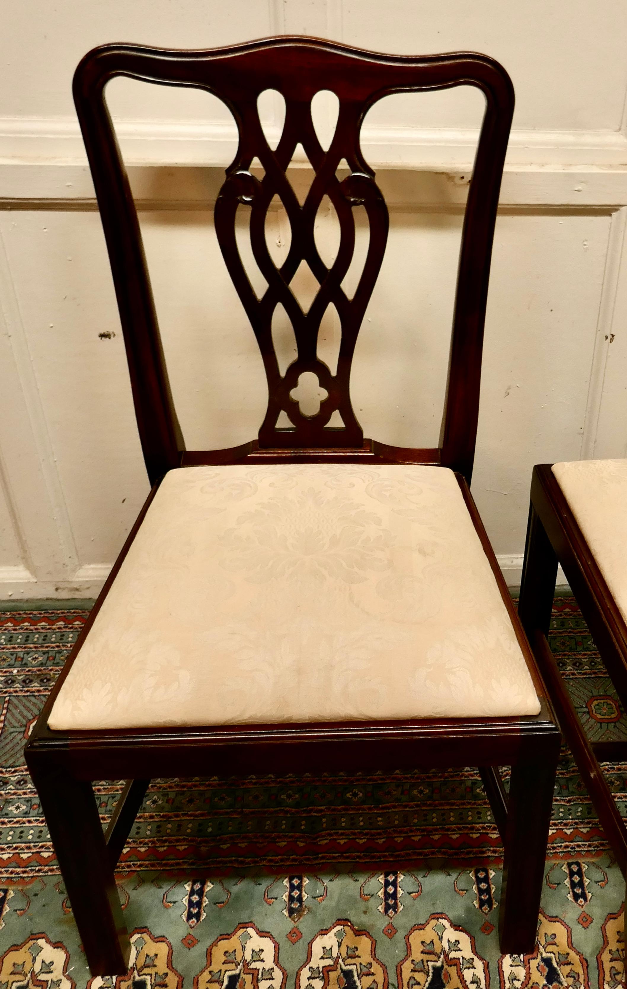 Beech A Set of 6 Good Quality Chippendale Style Dining Chairs     For Sale