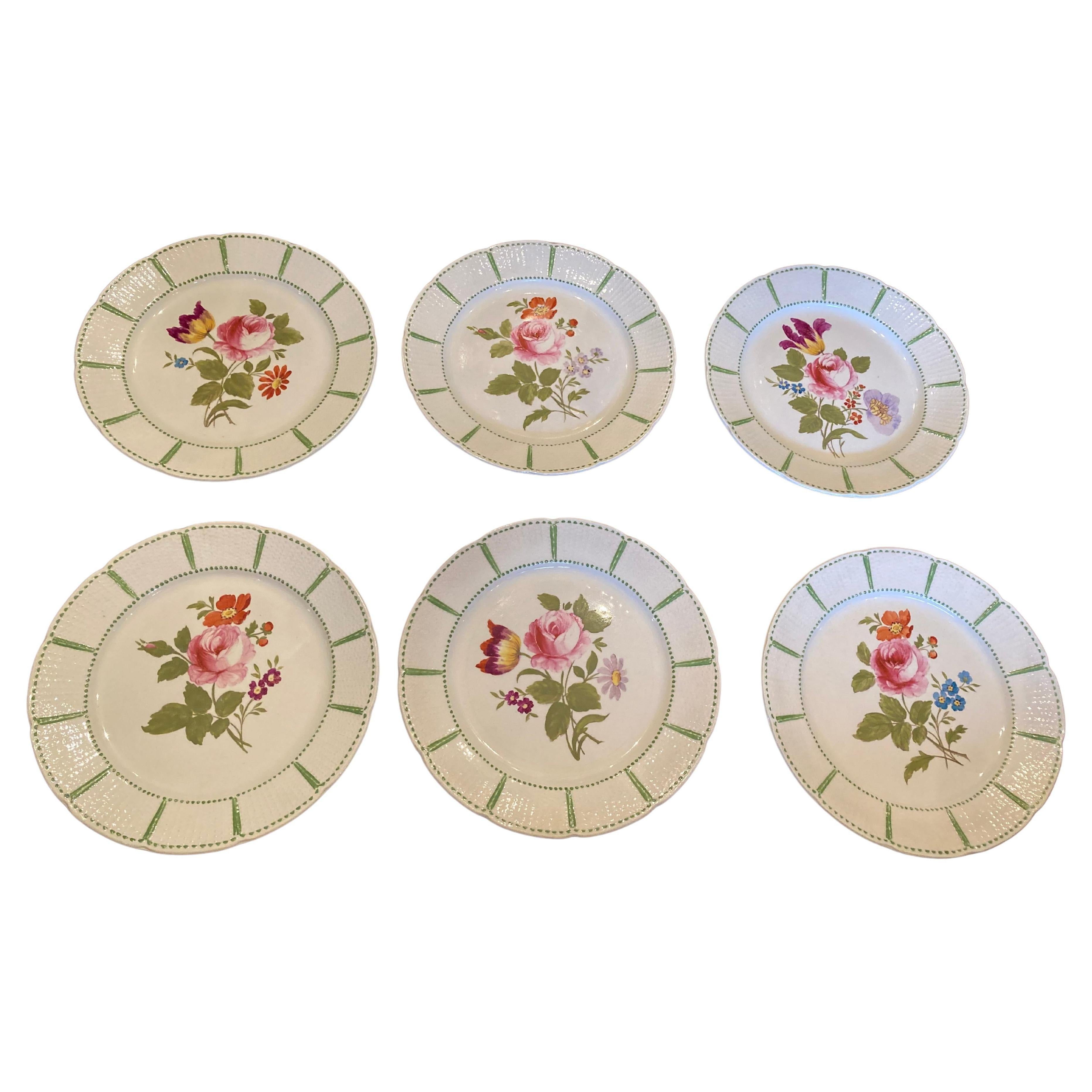 Set of 8 Impressed Mark Wedgwood Botanical Plates For Sale