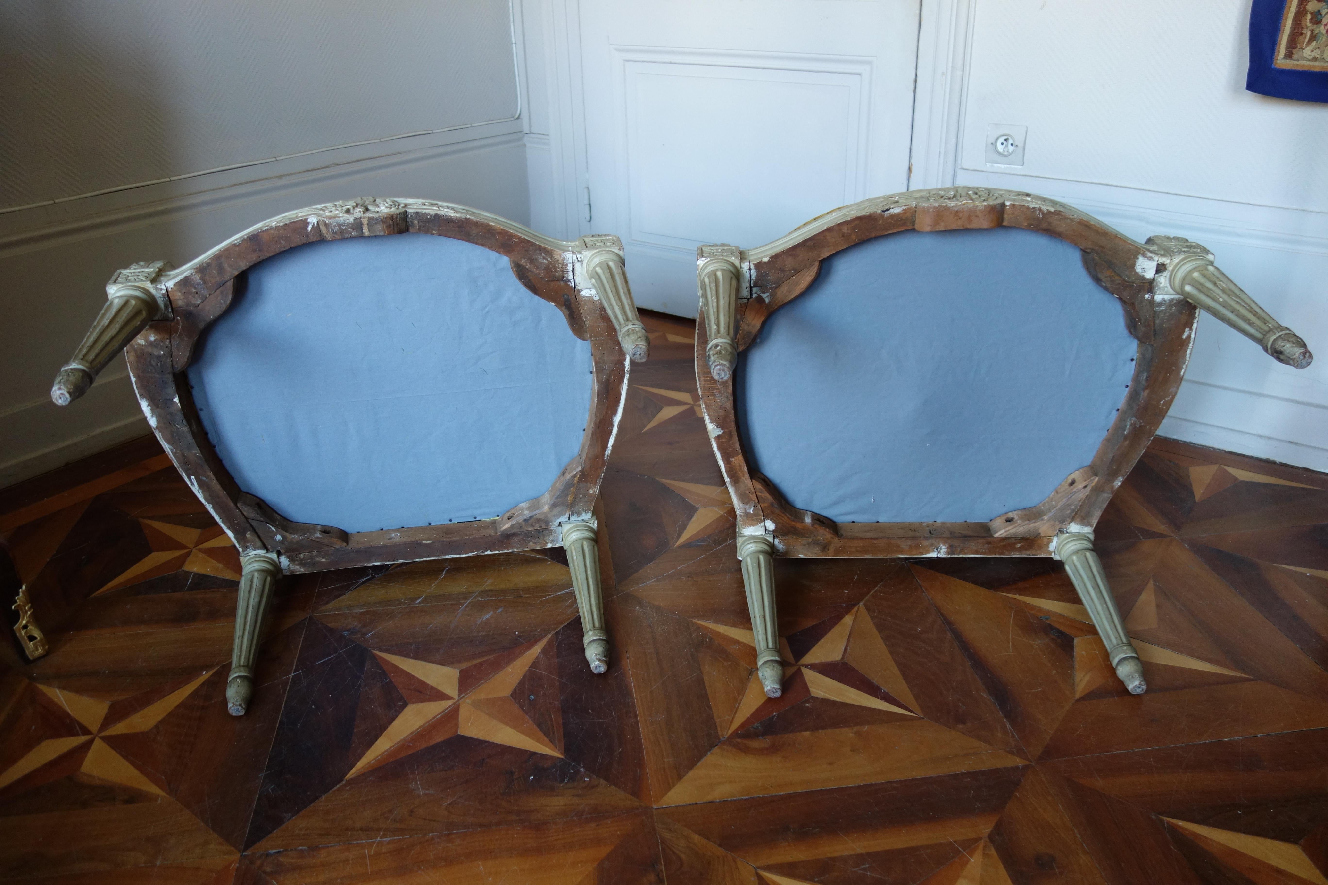 A set of 6 Louis XVI Armchairs signed Brizard, France, 18th Century For Sale 7