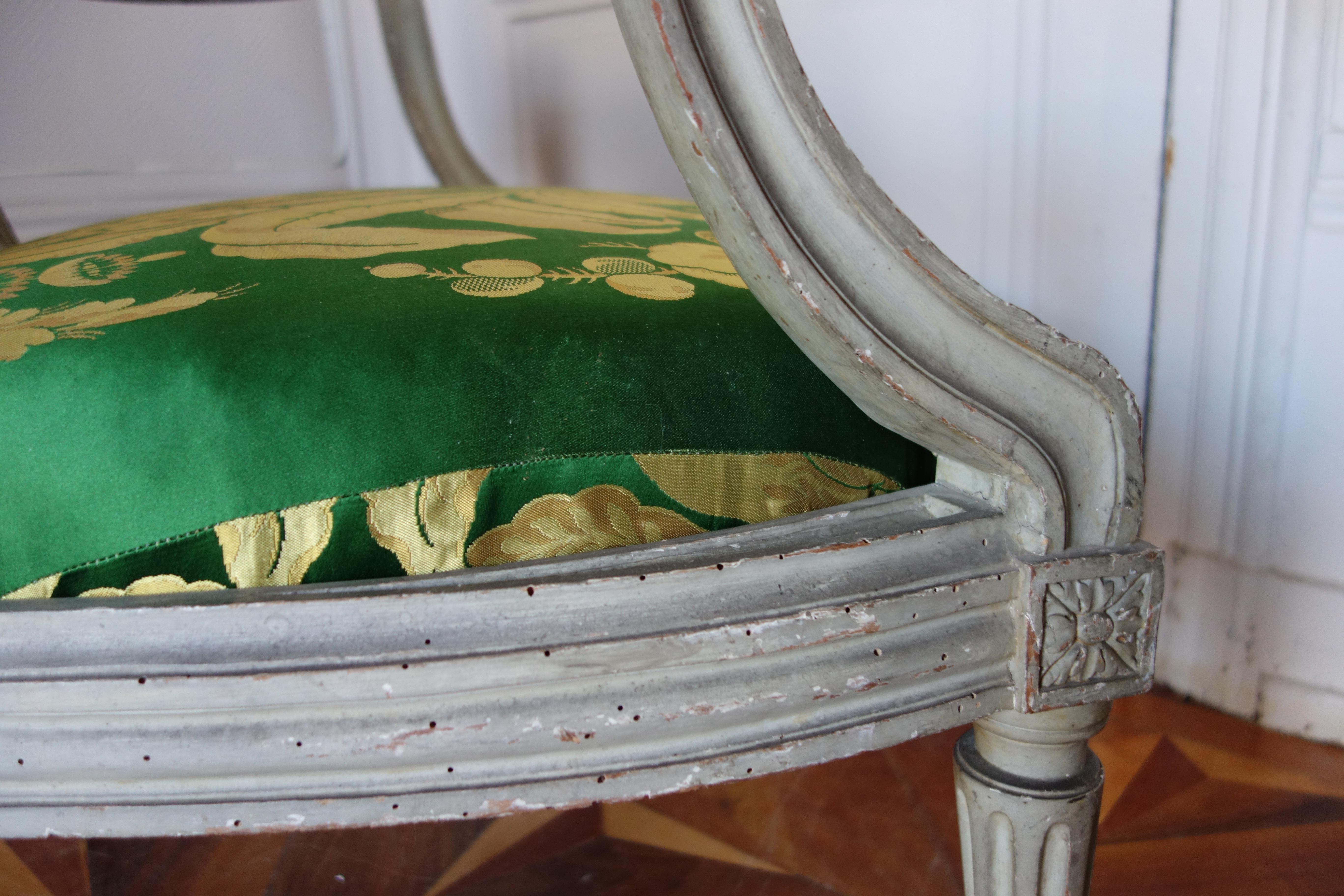 Un ensemble de 6 fauteuils Louis XVI signés Brizard, France, 18ème siècle Bon état - En vente à GRENOBLE, FR