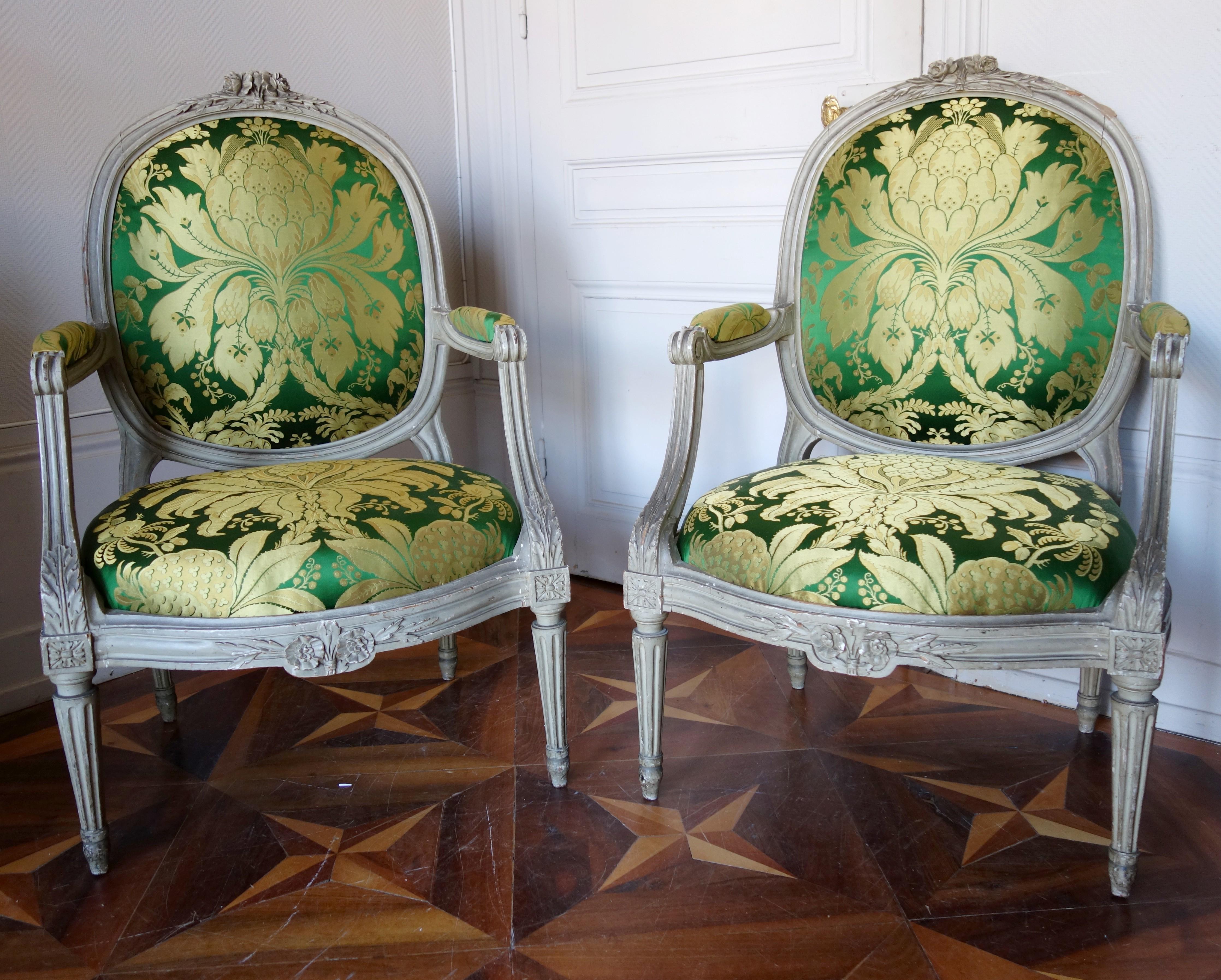 A set of 6 Louis XVI Armchairs signed Brizard, France, 18th Century For Sale 3