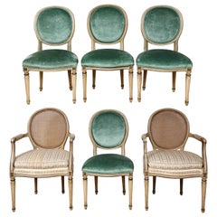 Set of 6 Louis XVI Style Painted Dining Chairs