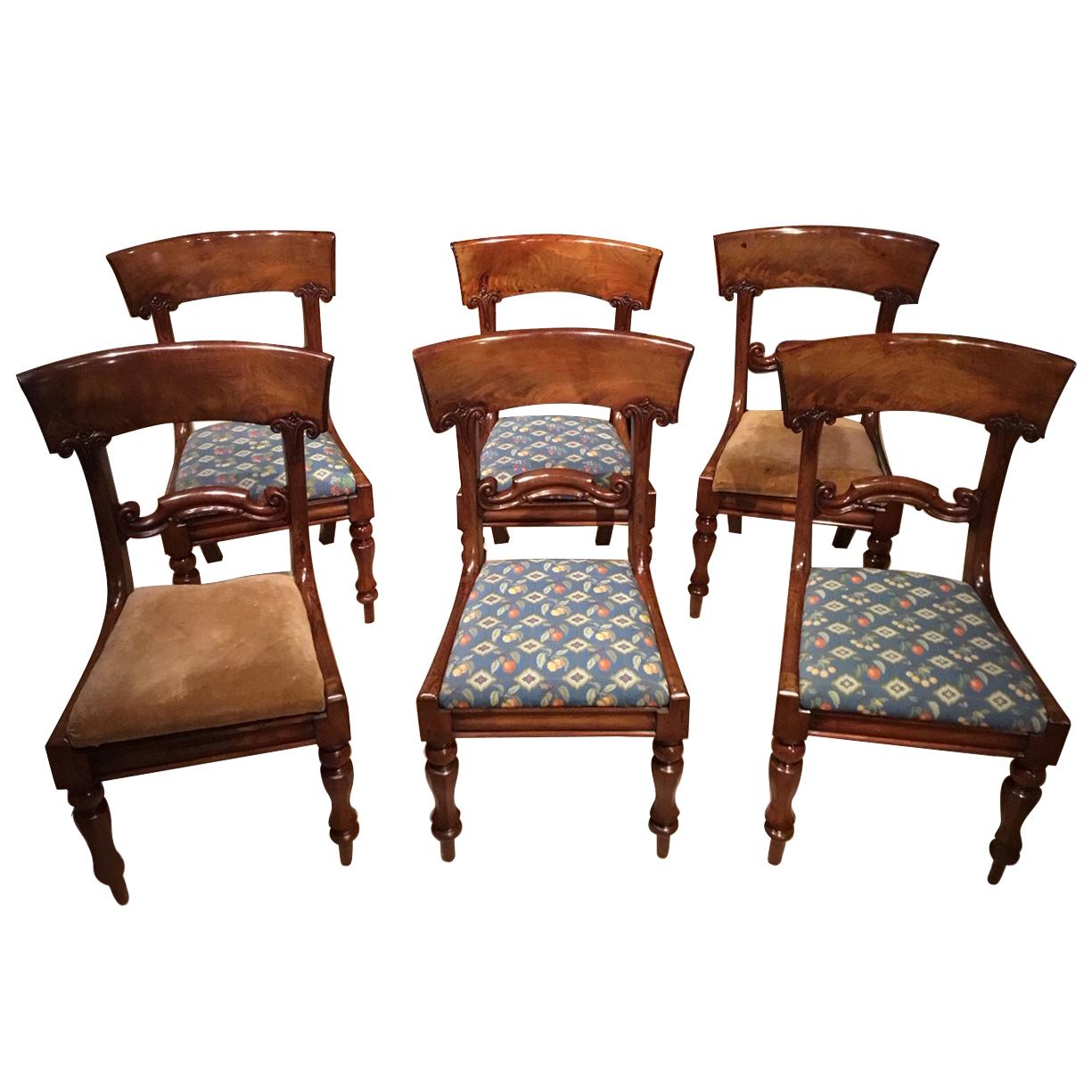Set of 6 Mahogany Early Victorian Period Dining Chairs For Sale