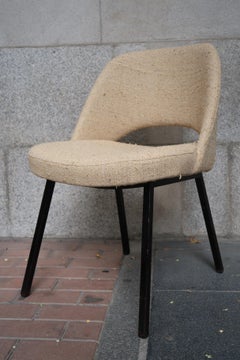 Set of 6 Metal and Beige Indian Silk Midcentury Chairs, Italy, 1950