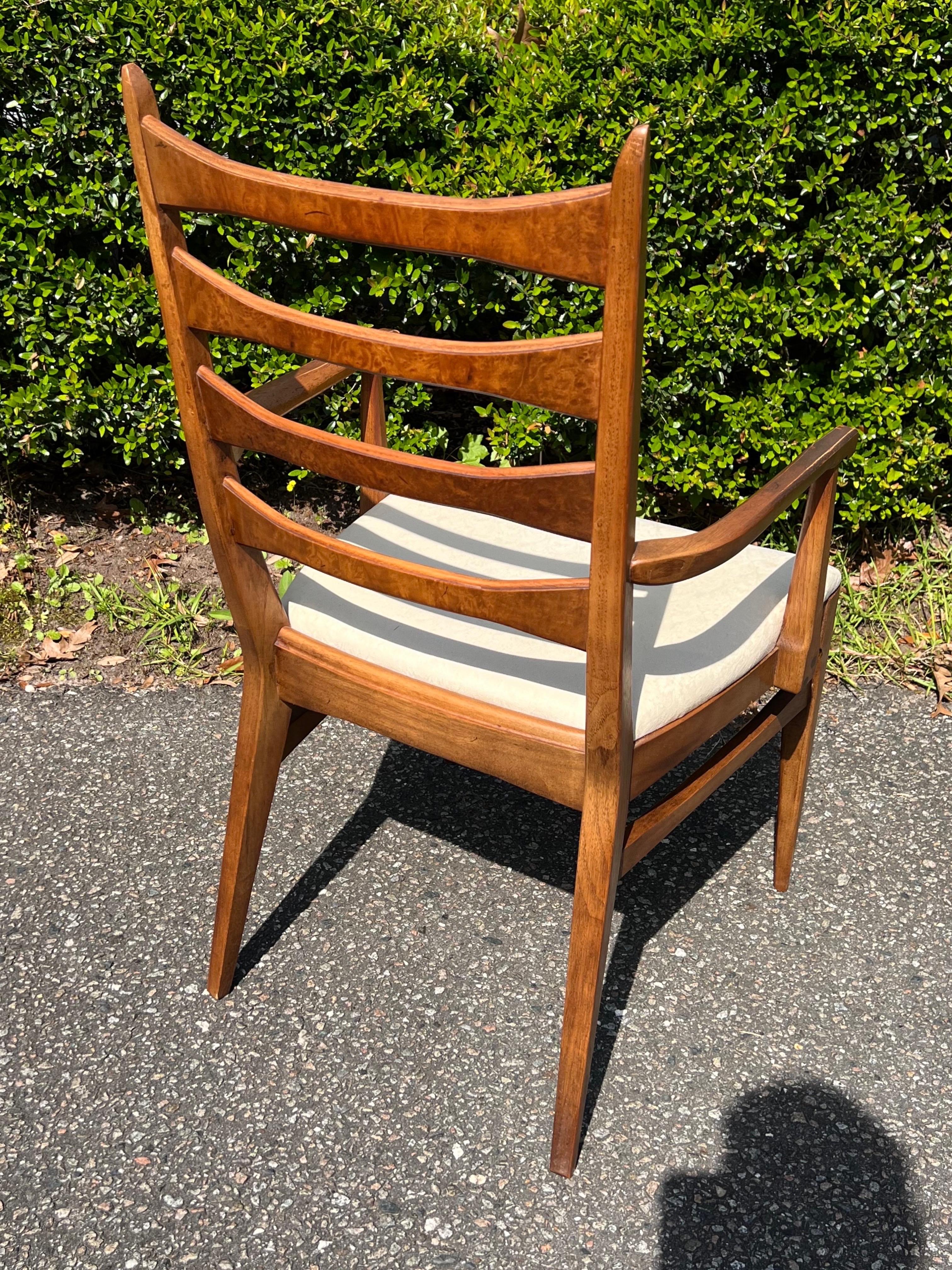 Set of 6 Mid-Century Modern Burl Ladder Back/Cat Eye Dining Chairs 4